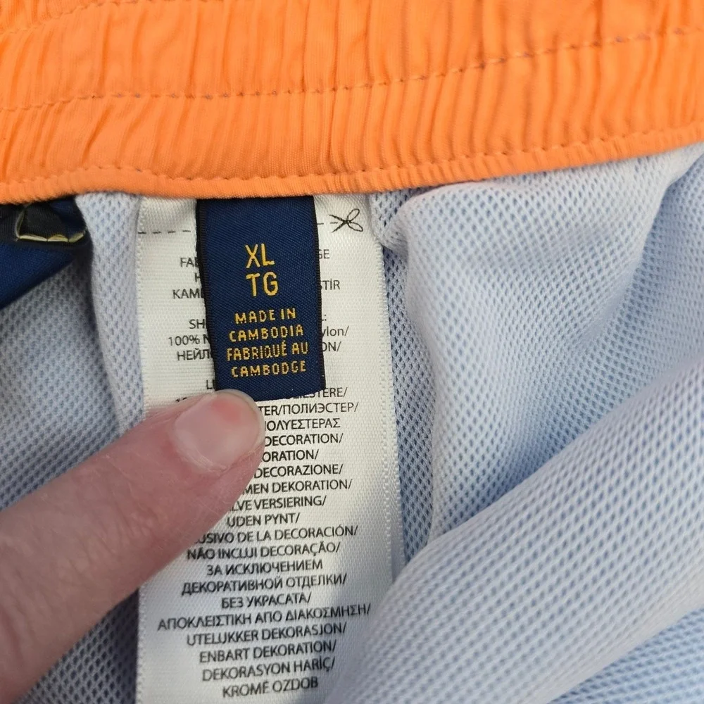 Polo Ralph Lauren Swim‎ Trunks XL Mens Blue Orange Traveler Cargo Board Shorts